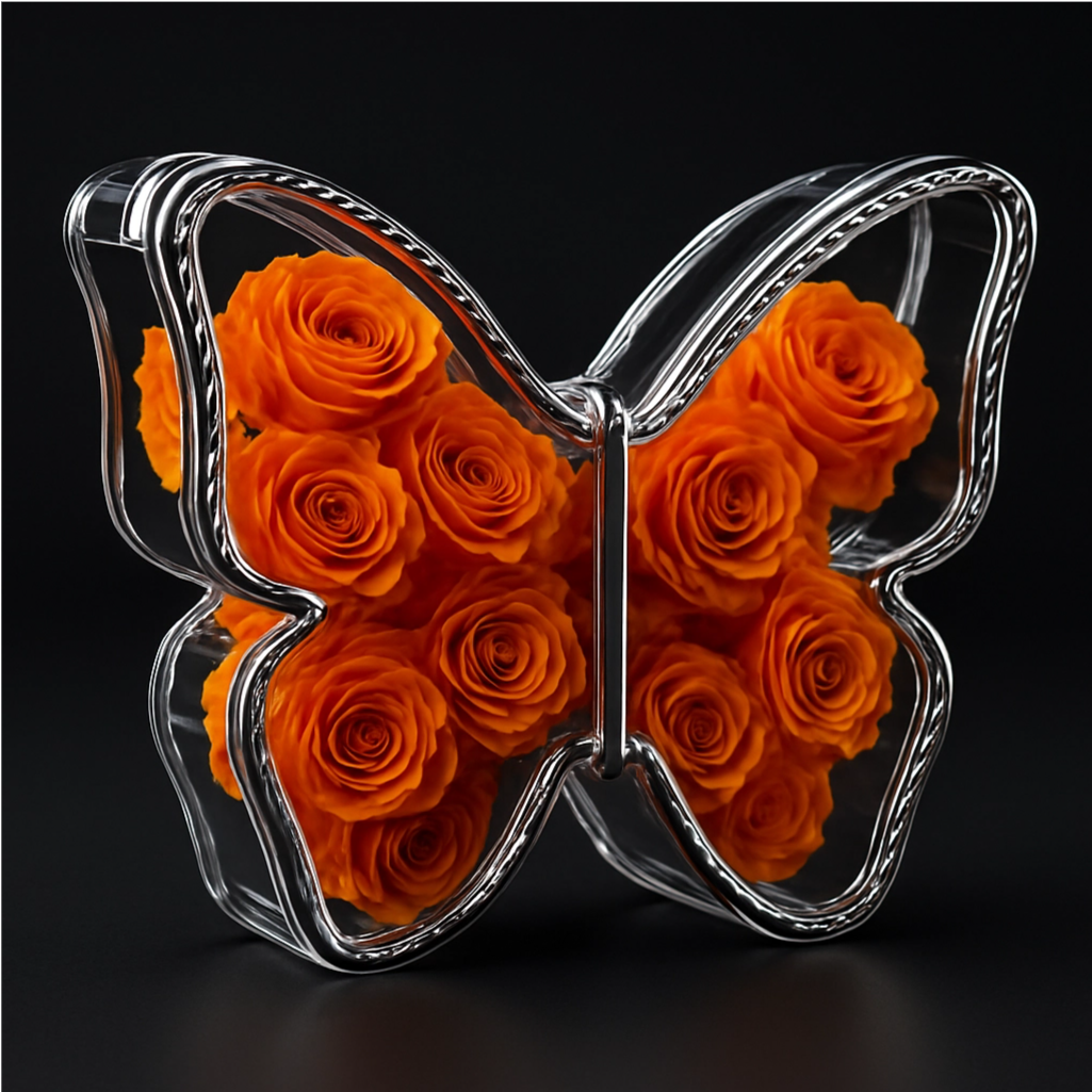 The Monarch Butterfly Box — Orange Eternal Roses