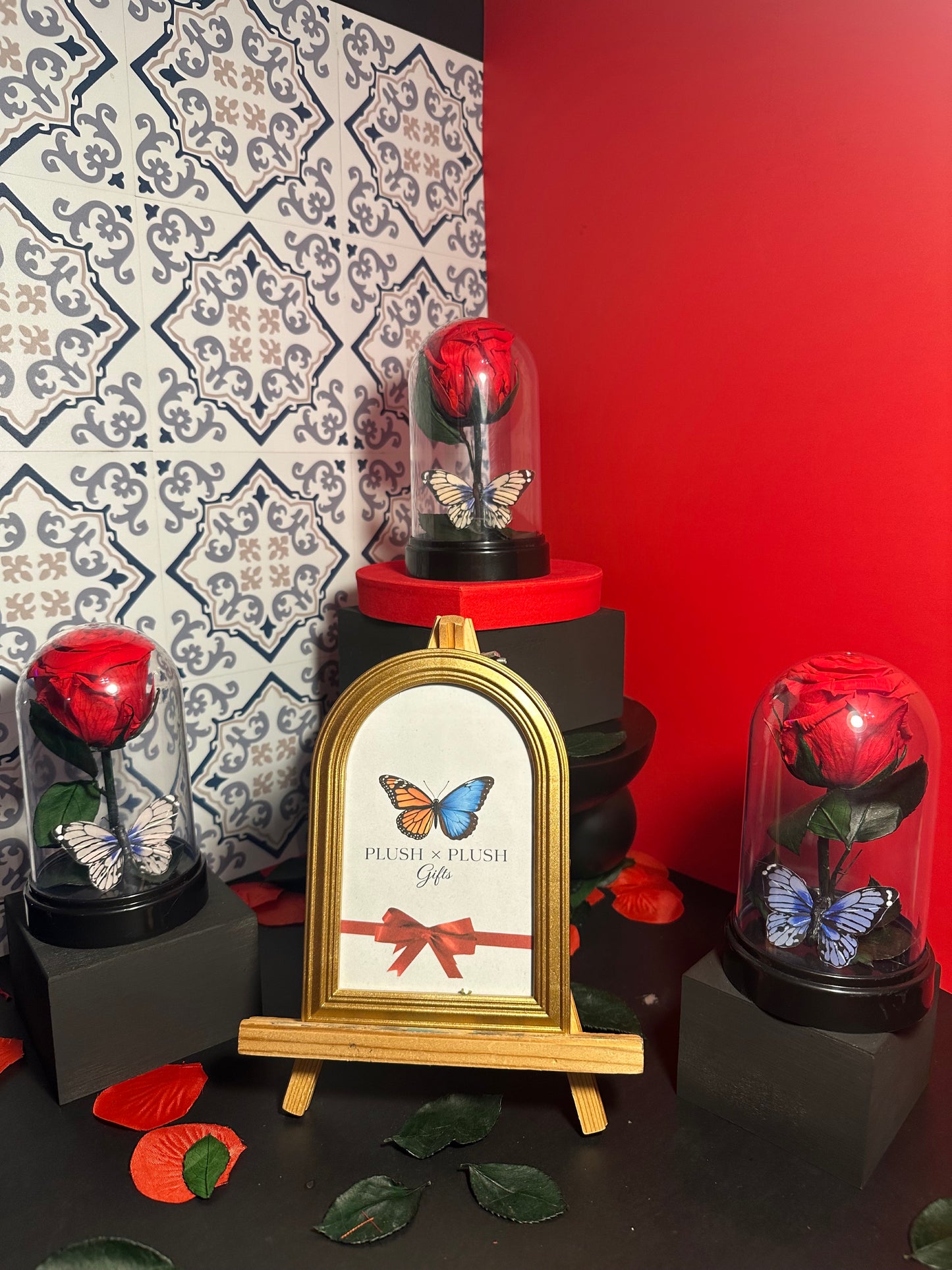 Eternal Rose Dome with Butterfly – Handmade Preserved Flower Gift