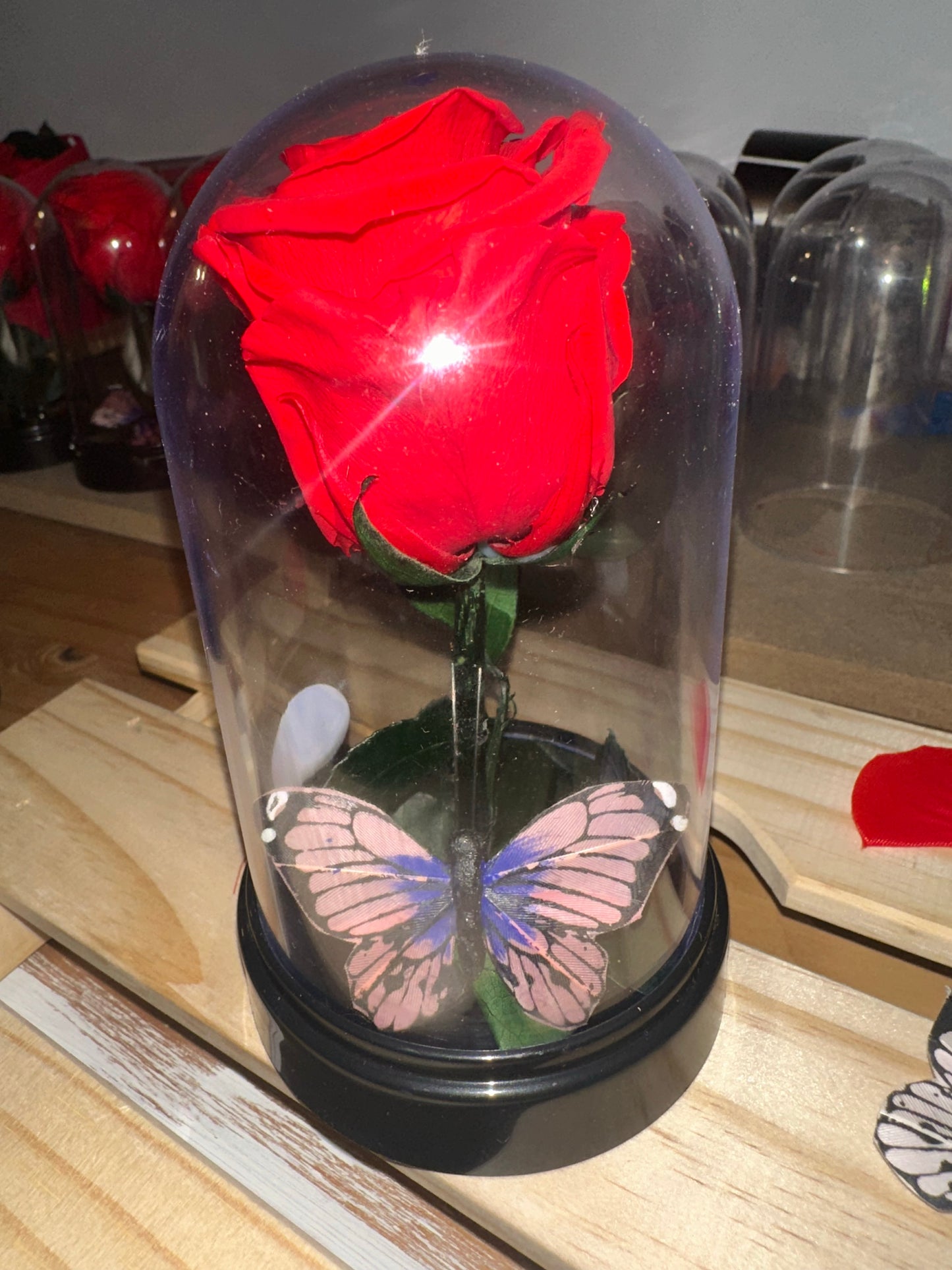 Eternal Rose Dome with Butterfly – Handmade Preserved Flower Gift