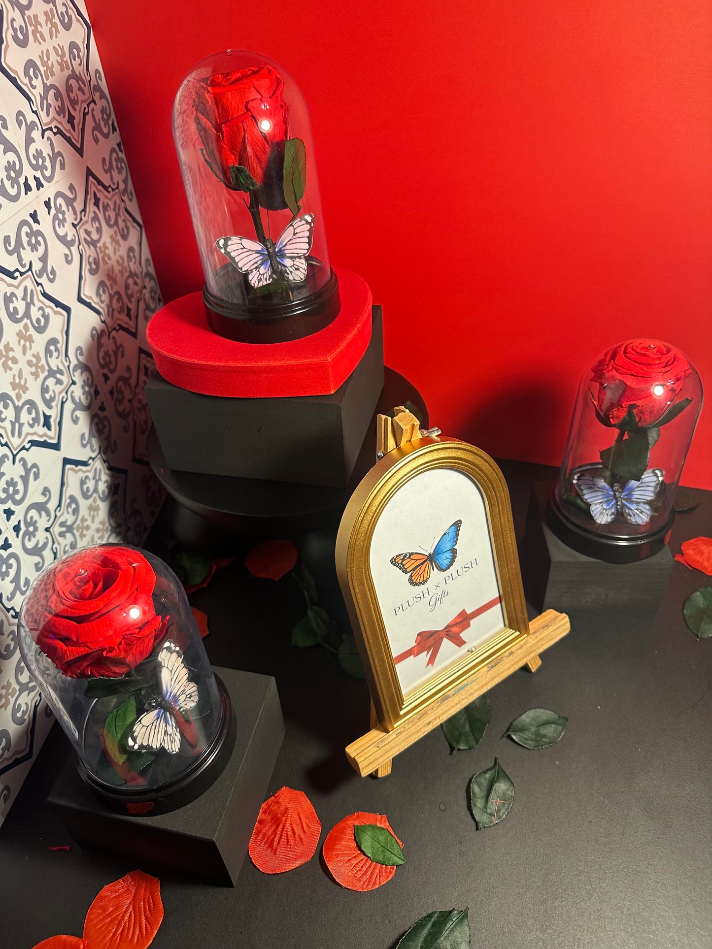 Eternal Rose Dome with Butterfly – Handmade Preserved Flower Gift